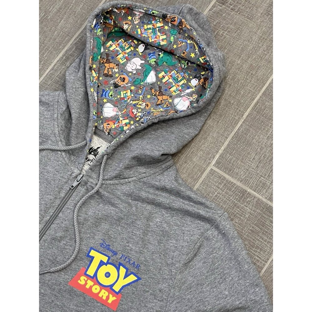 Disney Toy Story Hoodie Women’s Size Large Gray 100% Cotton Zip Pockets Pixar - Picture 13 of 13